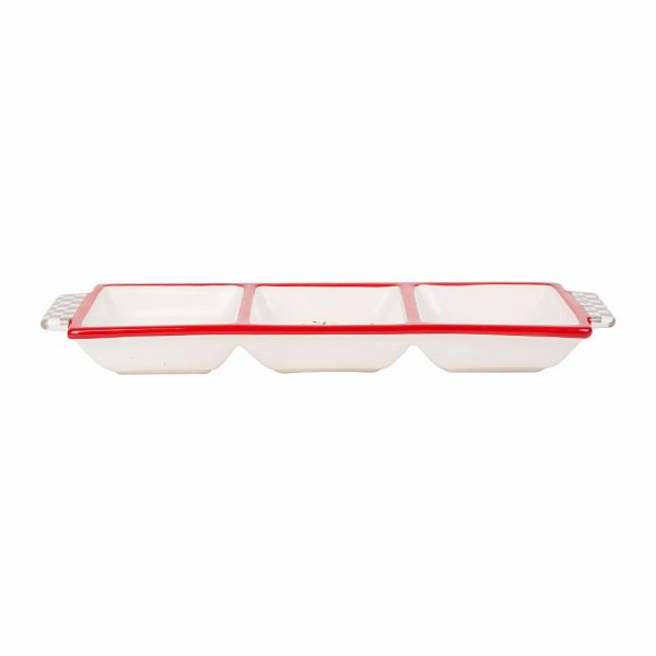 МЕНАЖНИЦА, COMPTOIR DE FAMILLE,  RECTANGULAR DISH BLANDINE RED+GREY 38X16 DOLOMITE, АРТИКУЛ 200470