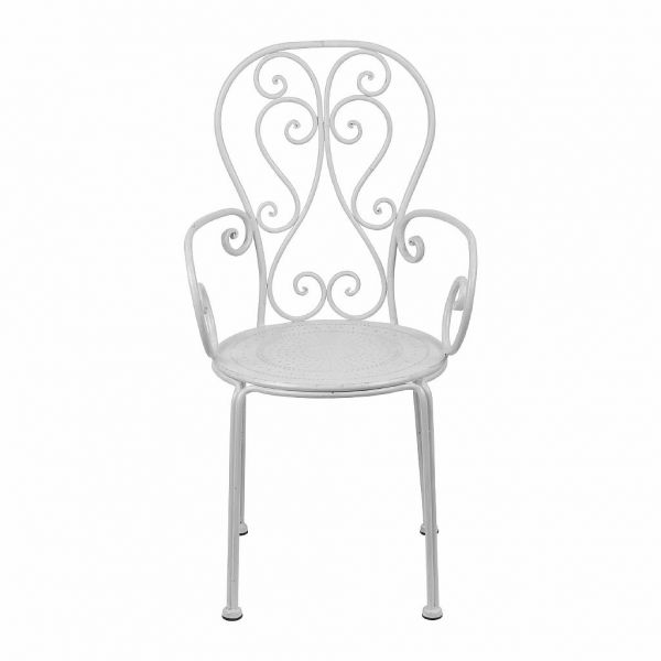 СТУЛ МЕТАЛЛИЧЕСКИЙ ЗАВИТОК, БЕЛЫЙ, COMPTOIR DE FAMILLE,  CHAIR VOLUTES IVORY 50.5X47XH91.5CM IRON, АРТИКУЛ 200517