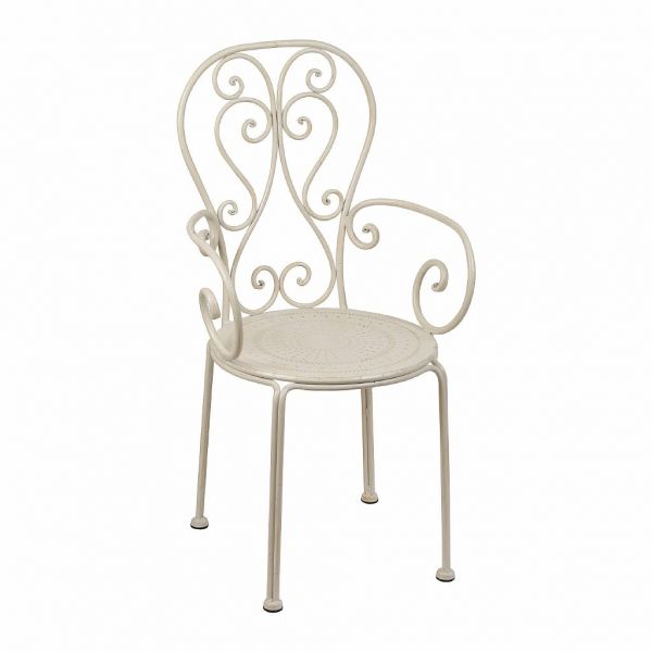 СТУЛ МЕТАЛЛИЧЕСКИЙ ЗАВИТОК, БЕЛЫЙ, COMPTOIR DE FAMILLE,  CHAIR VOLUTES IVORY 50.5X47XH91.5CM IRON, АРТИКУЛ 200517