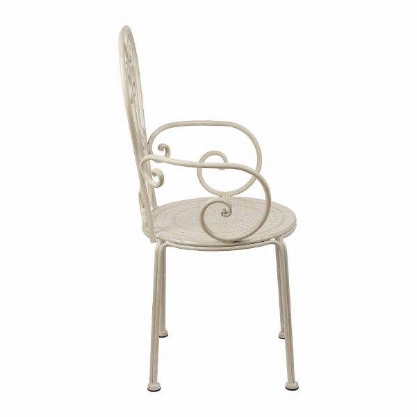 СТУЛ МЕТАЛЛИЧЕСКИЙ ЗАВИТОК, БЕЛЫЙ, COMPTOIR DE FAMILLE,  CHAIR VOLUTES IVORY 50.5X47XH91.5CM IRON, АРТИКУЛ 200517