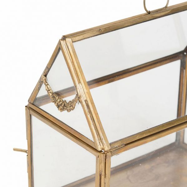 ШКАТУЛКА ДЛЯ УКРАШЕНИЙ, COMPTOIR DE FAMILLE,  BOX HOUSE FLEURLYS GOLD 18X10.5XH17CM GLASS+BRASS, АРТИКУЛ 200658