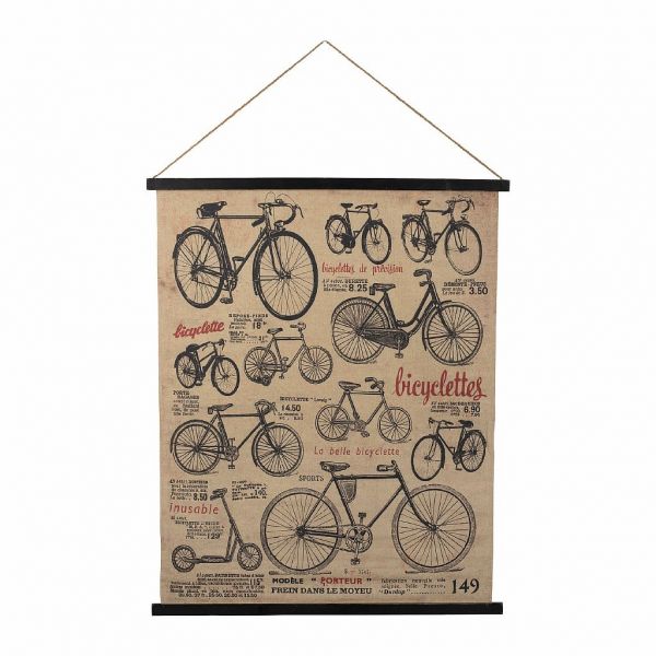 ДЕКОРАТИВНАЯ ПОДВЕСКА, ТКАНЬ, COMPTOIR DE FAMILLE,  HANGING TAPESTRY BICYCLE BLACK+RED 80X100CM FABRIC, АРТИКУЛ 200853