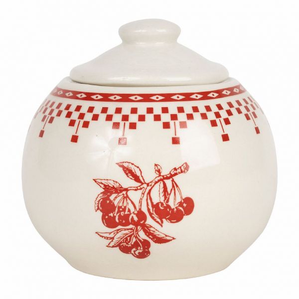 САХАРНИЦА "Красные шашечки", COMPTOIR DE FAMILLE,  SUGAR POT DAMIER RED D10XH10CM EARTHENWARE, АРТИКУЛ 200917