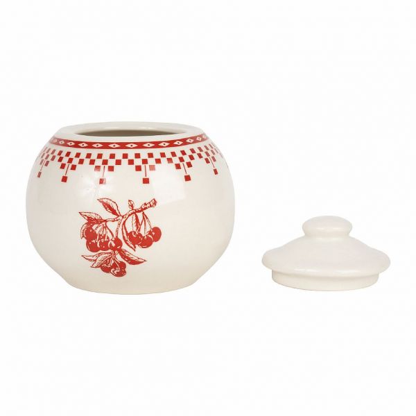 САХАРНИЦА "Красные шашечки", COMPTOIR DE FAMILLE,  SUGAR POT DAMIER RED D10XH10CM EARTHENWARE, АРТИКУЛ 200917