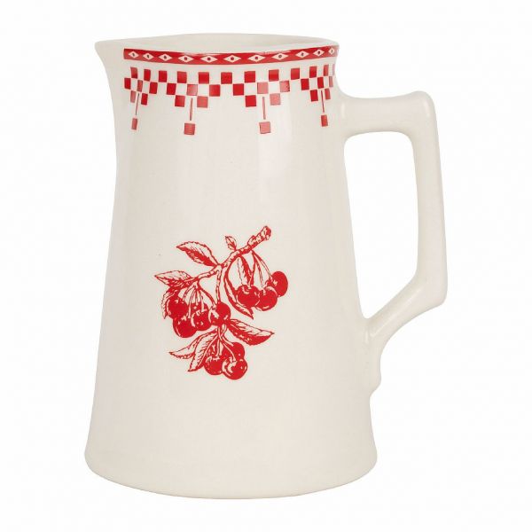 МОЛОЧНИК "Красные шашечки", COMPTOIR DE FAMILLE,  CREAM POT DAMIER RED D8XH12CM EARTHENWARE, АРТИКУЛ 200918