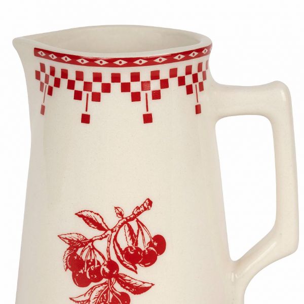 МОЛОЧНИК "Красные шашечки", COMPTOIR DE FAMILLE,  CREAM POT DAMIER RED D8XH12CM EARTHENWARE, АРТИКУЛ 200918