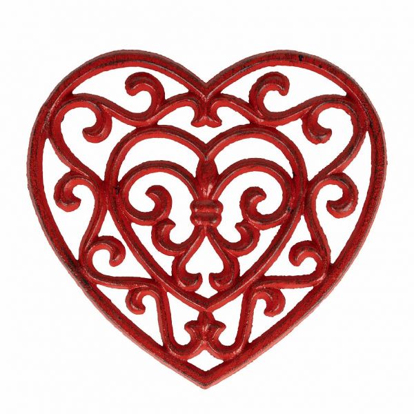 ПОДСТАВКА ПОД ГОРЯЧЕЕ, COMPTOIR DE FAMILLE,  HEART TRIVET RHODONEA RED 19X18CM CAST IRON, АРТИКУЛ 200943