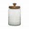 Бонбоньерка, СТЕКЛО+МАССИВ ДЕРЕВА МАНГО., COMPTOIR DE FAMILLE,  ENGRAVED JAR W/LID CAR-CIMENT  D12XH21 GLASS+MANGO, АРТИКУЛ 201060