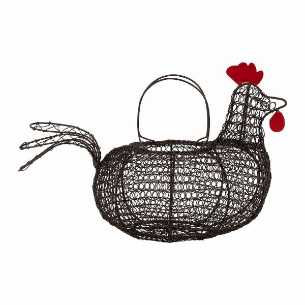 ДЕКОРАТИВНАЯ КОРЗИНА КУРИЦА, COMPTOIR DE FAMILLE,  HEN BASKET CAR-CIMENT NATURAL 31X21XH19 CM IRON, АРТИКУЛ 201118
