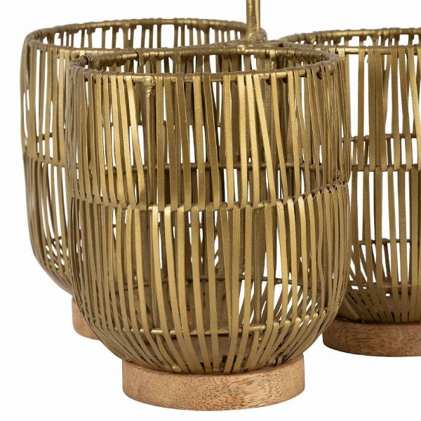 КОРЗИНКА ДЛЯ СТОЛОВЫХ ПРИБОРОВ, МЕТАЛЛ, ДЕРЕВО., COMPTOIR DE FAMILLE,  CUTLERY TRAY 3 CMP MADELEINE GOLD D20H29 IRON+WOOD, АРТИКУЛ 201126