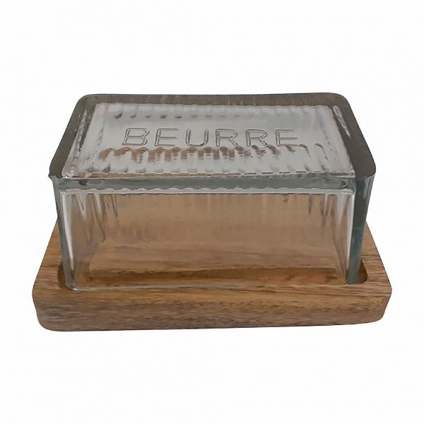 МАСЛЕНКА, COMPTOIR DE FAMILLE,  BUTTER DISH GRD-OFFICE NATURAL 17X8H11 GLASS+MANGO, АРТИКУЛ 201214