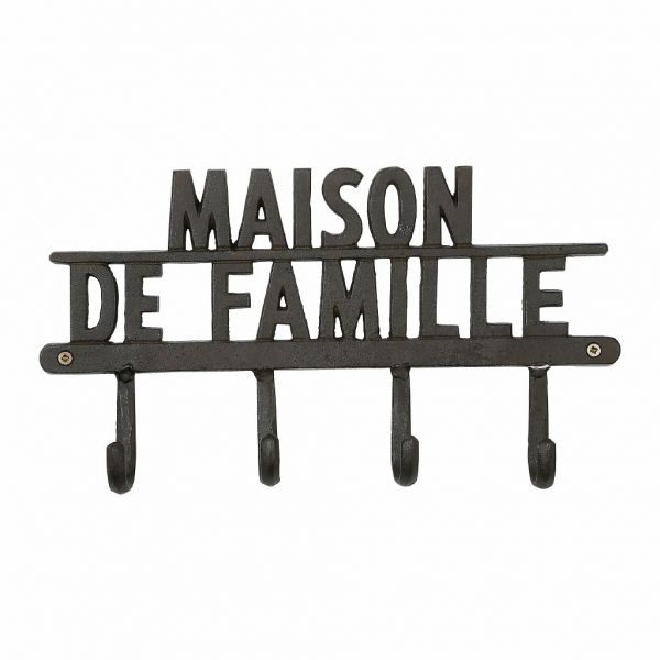 Вешалка с 4 крючками Семейный дом, металл, 33X18см., Comptoir de Famille
