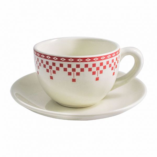 ЧАЙНАЯ ПАРА "Красные шашечки", COMPTOIR DE FAMILLE,  DAMIER 250 мл., Каменная керамика,, АРТИКУЛ 2366