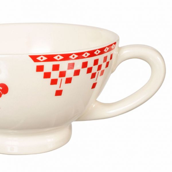 Чашка для завтрака "Красные шашечки", COMPTOIR DE FAMILLE,   DAMIER 450 мл., каменная керамика, АРТИКУЛ 2370