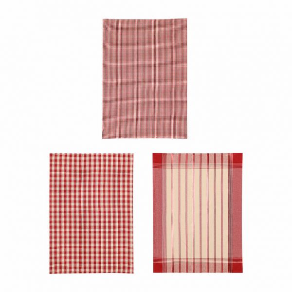 КУХОННОЕ ПОЛОТЕНЦЕ, COMPTOIR DE FAMILLE,  KITCHEN TOWEL X3 CAMPAGNE RED 50X70CM COTTON, АРТИКУЛ 249
