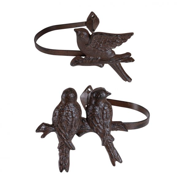Подхваты для штор Птички, COMPTOIR DE FAMILLE, чугун, 18х9х13+17х9х11 см.,  3321