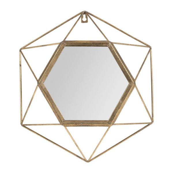 Зеркало ШЕСТИУГОЛЬНОЕ HEXAGON MIRROR BELISAMA GOLD 35X40X9CM IRON+MIRROR COTE TABLE, Арт,: 34412