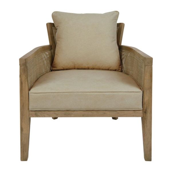 Кресло, ARMCHAIR LAKSOA SAND 70X78XH74CM OAK+RATTAN+100% хлопок ,Cote Table ,Арт,: 37064