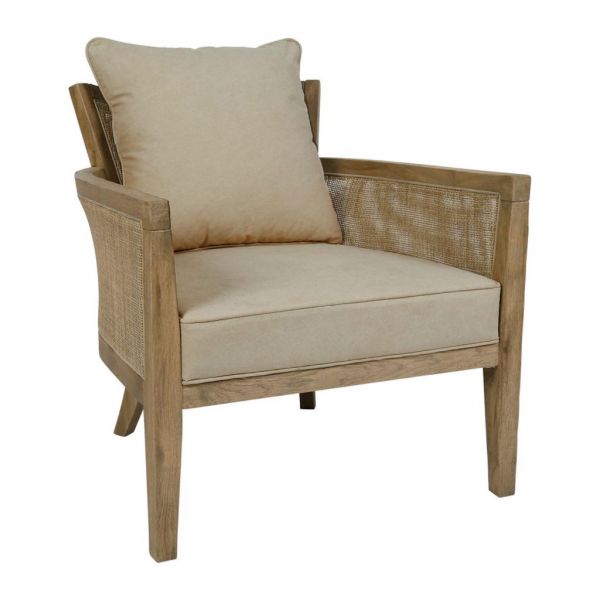 Кресло, ARMCHAIR LAKSOA SAND 70X78XH74CM OAK+RATTAN+100% хлопок ,Cote Table ,Арт,: 37064