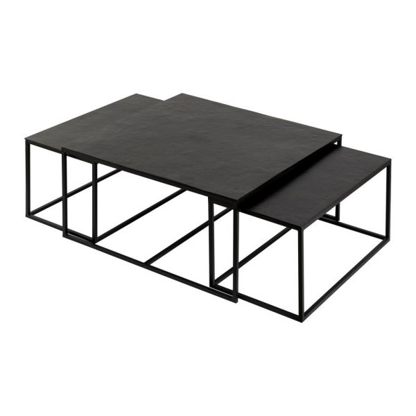 Кофейный столик, COFFEE TABLE X3 FELIA BLACK 82XH42+74XH38 ALU+IRON ,Cote Table ,Арт,: 37337