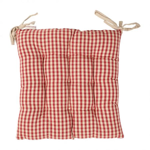 ПОДУШКА ДЛЯ КРЕСЛА, COMPTOIR DE FAMILLE,  SQARE CHAIR PAD MAMI CARREAU RED 40X40CM COTTON, АРТИКУЛ 3965