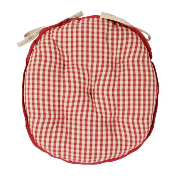ПОДУШКА ДЛЯ КРЕСЛА, COMPTOIR DE FAMILLE,  ROUND CHAIR PAD MAMI CARREAU RED D40CM COTTON, АРТИКУЛ 4175
