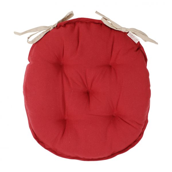 ПОДУШКА ДЛЯ КРЕСЛА, COMPTOIR DE FAMILLE,  ROUND CHAIR PAD MAMI CARREAU RED D40CM COTTON, АРТИКУЛ 4175