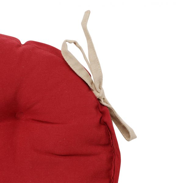 ПОДУШКА ДЛЯ КРЕСЛА, COMPTOIR DE FAMILLE,  ROUND CHAIR PAD MAMI CARREAU RED D40CM COTTON, АРТИКУЛ 4175