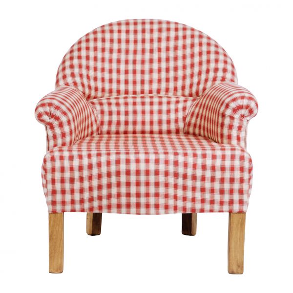 КРЕСЛО, COMPTOIR DE FAMILLE,  ARMCHAIR CAMPAGNE RED 70X64XH74CM PINE+COTTON, АРТИКУЛ 4952