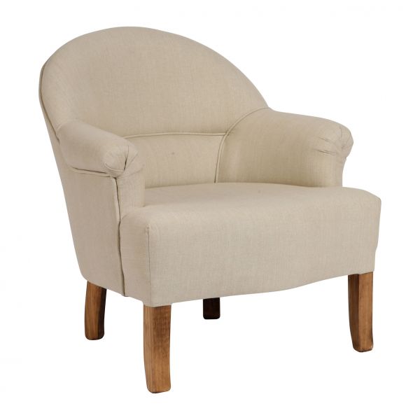 КРЕСЛО, COMPTOIR DE FAMILLE,  ARMCHAIR CHAMBRAY CREAM 70X64H74CM PINE+COTTON, АРТИКУЛ 5225