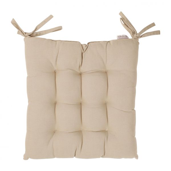 ПОДУШКА ДЛЯ КРЕСЛА, COMPTOIR DE FAMILLE,  SQARE CHAIR PAD CHAMBRAY BEIGE 40X40CM COTTON, АРТИКУЛ 5452
